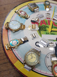 Vtg 1950's NOS Childrens 12 Toy Wrist Watch Unused Cardboard Store Display Nice!