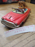 Vtg 1950's Japan Tin Litho Friction Toy Car Girl V 1959 Lic. Plate Works Great!