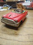 Vtg 1950's Japan Tin Litho Friction Toy Car Girl V 1959 Lic. Plate Works Great!