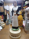 Vtg Jim Beam Whiskey EMPTY Decanter Amish Girl w/Basket of Flowers 16" Very Nice