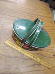 Vtg Colleges and University Banners Tin Oval Lunch Pail Bucket 2 Handles Sewing