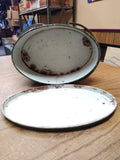 Vtg Colleges and University Banners Tin Oval Lunch Pail Bucket 2 Handles Sewing