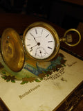 Antique Rare Ohio Watch Co. Key Wind Pocket Watch Hunter Case 3 Door 1880's