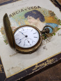 Antique Rare Ohio Watch Co. Key Wind Pocket Watch Hunter Case 3 Door 1880's