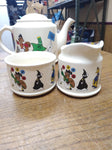 Vtg Jim Beam 3 Piece Set Tea Pot Creamer Sugar Bowl Genuine Wade Porcelain