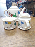 Vtg Jim Beam 3 Piece Set Tea Pot Creamer Sugar Bowl Genuine Wade Porcelain