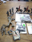 Vintage Primitive 18 Piece Lot Asst. Lead Soldier Officers on Horseback Cowboys