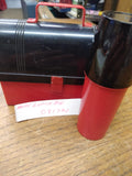 Vtg Hard Plastic Mini Dome Top Lunch Box Thermos Red Black Calvo Fisher Price