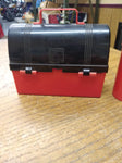 Vtg Hard Plastic Mini Dome Top Lunch Box Thermos Red Black Calvo Fisher Price