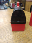 Vtg Hard Plastic Mini Dome Top Lunch Box Thermos Red Black Calvo Fisher Price