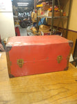 Vtg Mickey Mouse Toy Chest Trunk Open Close Eye Doll Red Metal Donald Duck Pluto