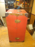 Vtg Mickey Mouse Toy Chest Trunk Open Close Eye Doll Red Metal Donald Duck Pluto