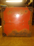 Vtg Mickey Mouse Toy Chest Trunk Open Close Eye Doll Red Metal Donald Duck Pluto