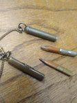 Vtg 1/10 Gold Filled Watch Chain with 2 Gold Filled Dance Card Pencil Fobs 13"