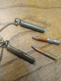 Vtg 1/10 Gold Filled Watch Chain with 2 Gold Filled Dance Card Pencil Fobs 13"