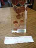 Vtg 18 Cent 1973 Lincoln Pennies Lucite Acrylic Obelisk Paperweight Uncirculated