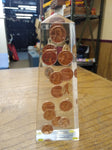 Vtg 18 Cent 1973 Lincoln Pennies Lucite Acrylic Obelisk Paperweight Uncirculated
