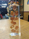 Vtg 18 Cent 1973 Lincoln Pennies Lucite Acrylic Obelisk Paperweight Uncirculated