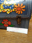 Vtg Aladdin Puppy Dog Flower Power Hippie Denim Jean Metal Lunch Box Dome Lid