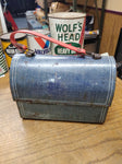 Vtg Aladdin Puppy Dog Flower Power Hippie Denim Jean Metal Lunch Box Dome Lid