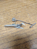Vtg Pewter Jet Airliner Plane Tie Tack Pin Pilot Stewardess Airport