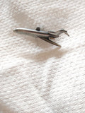 Vtg Pewter Jet Airliner Plane Tie Tack Pin Pilot Stewardess Airport