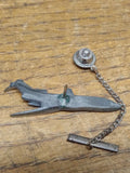 Vtg Pewter Jet Airliner Plane Tie Tack Pin Pilot Stewardess Airport