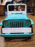 Vtg TONKA JEEP Runabout Dispatcher Light Blue Pressed Steel Trailer Hitch 1960's