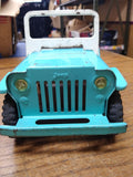 Vtg TONKA JEEP Runabout Dispatcher Light Blue Pressed Steel Trailer Hitch 1960's