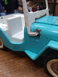 Vtg TONKA JEEP Runabout Dispatcher Light Blue Pressed Steel Trailer Hitch 1960's