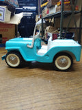 Vtg TONKA JEEP Runabout Dispatcher Light Blue Pressed Steel Trailer Hitch 1960's