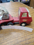 Vtg Red Tiny Tonka 1968 Aerial Hook and Ladder Fire Truck Steel Tractor Trailer