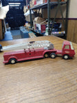 Vtg Red Tiny Tonka 1968 Aerial Hook and Ladder Fire Truck Steel Tractor Trailer