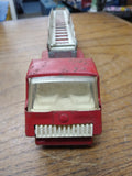 Vtg Red Tiny Tonka 1968 Aerial Hook and Ladder Fire Truck Steel Tractor Trailer