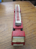 Vtg Red Tiny Tonka 1968 Aerial Hook and Ladder Fire Truck Steel Tractor Trailer