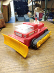 Vtg Cragstan Bulldozer w/Driver Operator Battery Operated Rubber Tracks Plastic