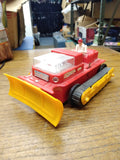 Vtg Cragstan Bulldozer w/Driver Operator Battery Operated Rubber Tracks Plastic