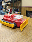 Vtg Cragstan Bulldozer w/Driver Operator Battery Operated Rubber Tracks Plastic