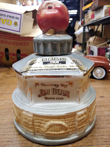 Vtg Jim Beam Monteray Bay Bottle Club Kentucky Straight Bourbon Whiskey Decanter