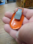 Vtg Halloween Tin Clicker Clacker Noise Maker Trick Or Treat Witch Moon Orange