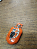 Vtg Halloween Tin Clicker Clacker Noise Maker Trick Or Treat Witch Moon Orange