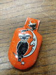 Vtg Halloween Tin Clicker Clacker Noise Maker Trick Or Treat Witch Moon Orange