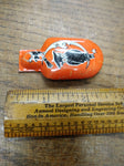 Vtg Halloween Tin Clicker Clacker Noise Maker Trick Or Treat Witch Moon Orange