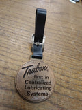 Vtg  Brass Watch Fob Trabon First In Centralized Lubricating Systems W/Strap