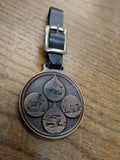 Vtg  Brass Watch Fob Trabon First In Centralized Lubricating Systems W/Strap