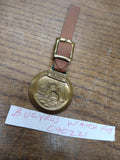 Vtg Watch Fob Bucyrus Erie Shovels Heavy Equipment Brass Leather Strap Nice!