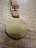 Vtg Watch Fob Bucyrus Erie Shovels Heavy Equipment Brass Leather Strap Nice!