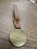 Vtg Watch Fob Bucyrus Erie Shovels Heavy Equipment Brass Leather Strap Nice!