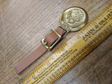 Vtg Watch Fob Bucyrus Erie Shovels Heavy Equipment Brass Leather Strap Nice!