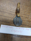 Very Old Victorian Era Golfer Collectable Watch Fob PGA Brass Leather Strap Rare